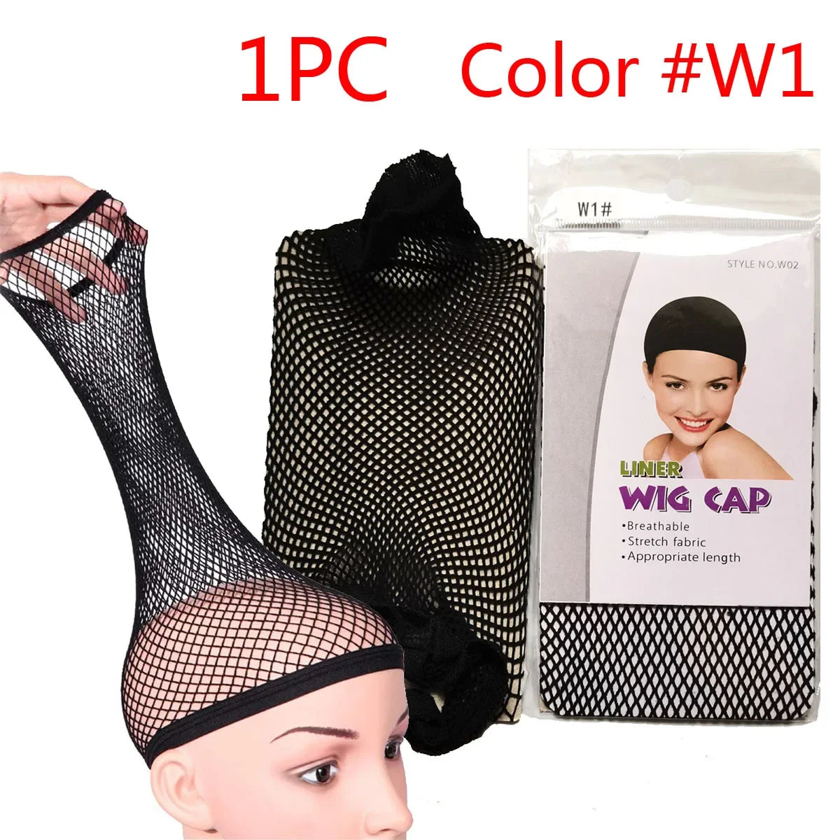Elastic Nylon Wig Cap – Stretchable Mesh Hairnet for Women Wig Cap Hairnet SWANS 1PCS ColorW1