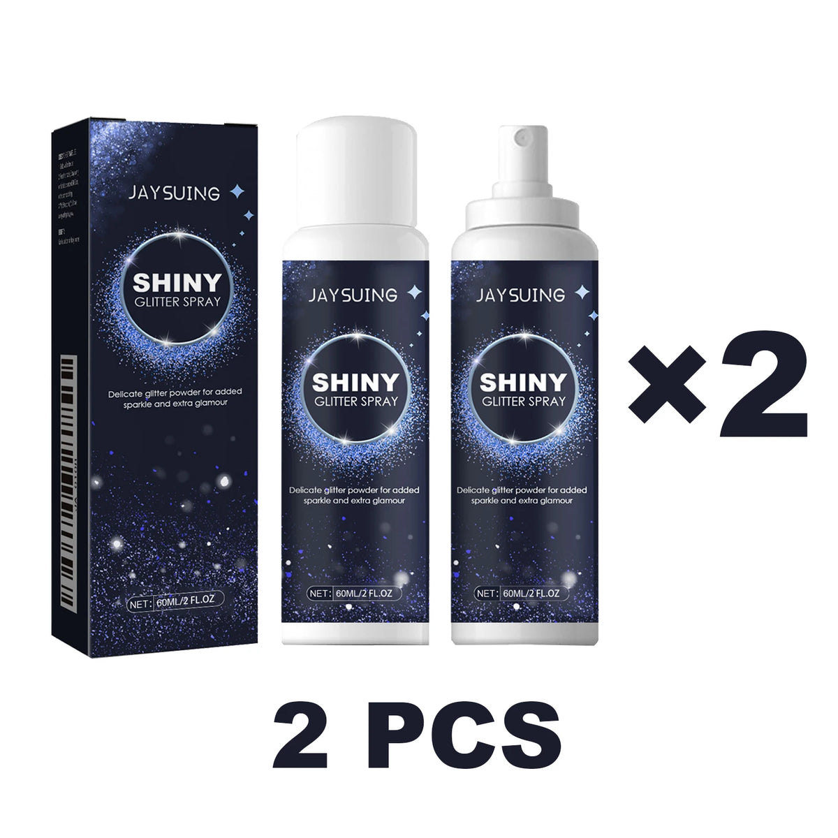 Holographic Glitter Spray for Face, Body & Hair – 60ml Body Glitter Spray SWANS 2 pcs