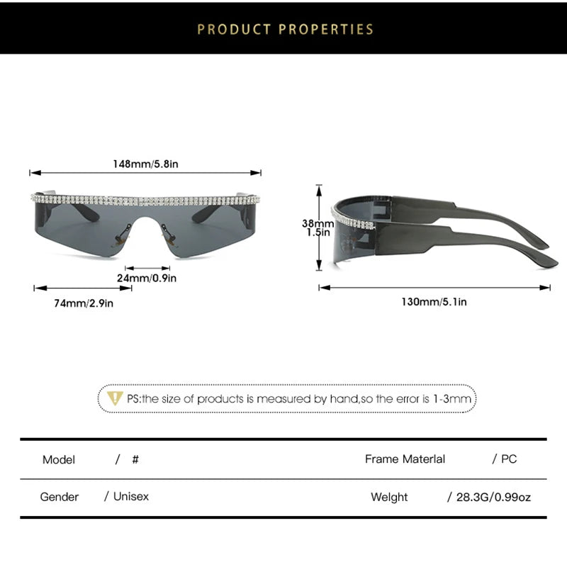 TOYEARN Rimless Diamond Sunglasses UV400 Unisex Sport Shades Rimless Sunglasses SWANS