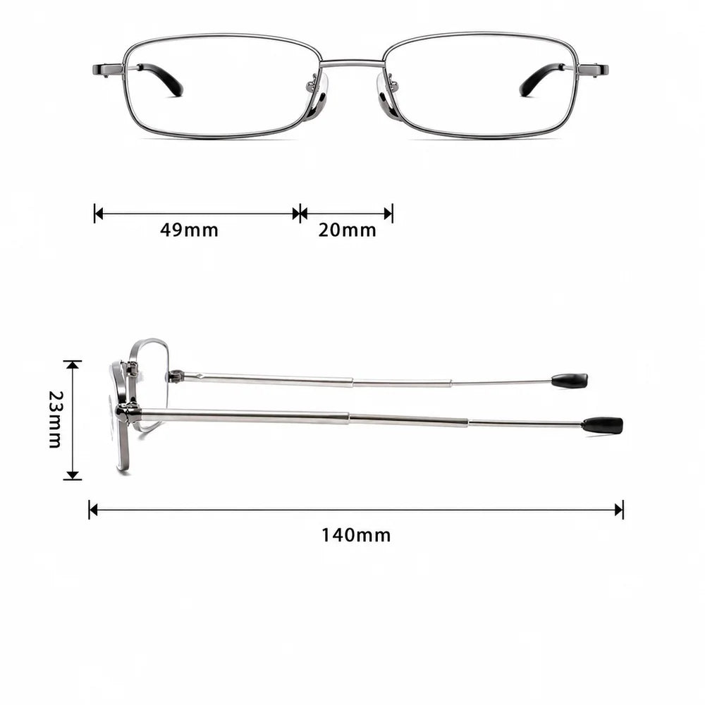 Blue Light Blocking Foldable Reading Glasses Metal Frame +1–+4 Reading Glasses SWANS