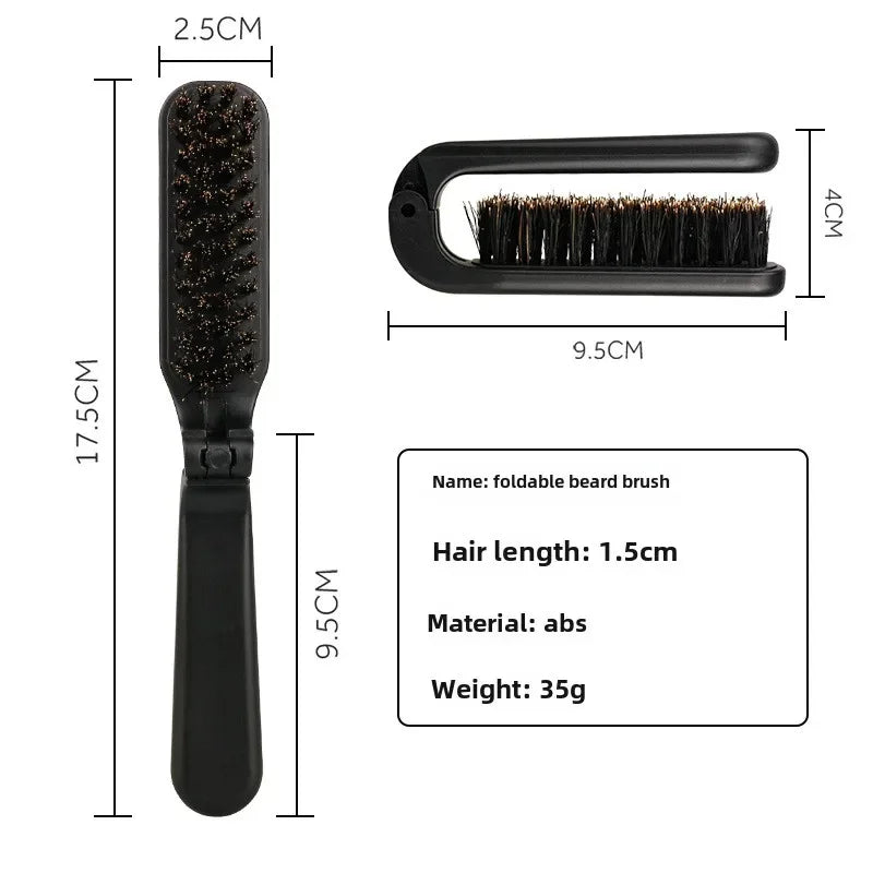 Men's Foldable Bristle Beard Brush & Wood Grooming Comb Beard Grooming Brush SWANS
