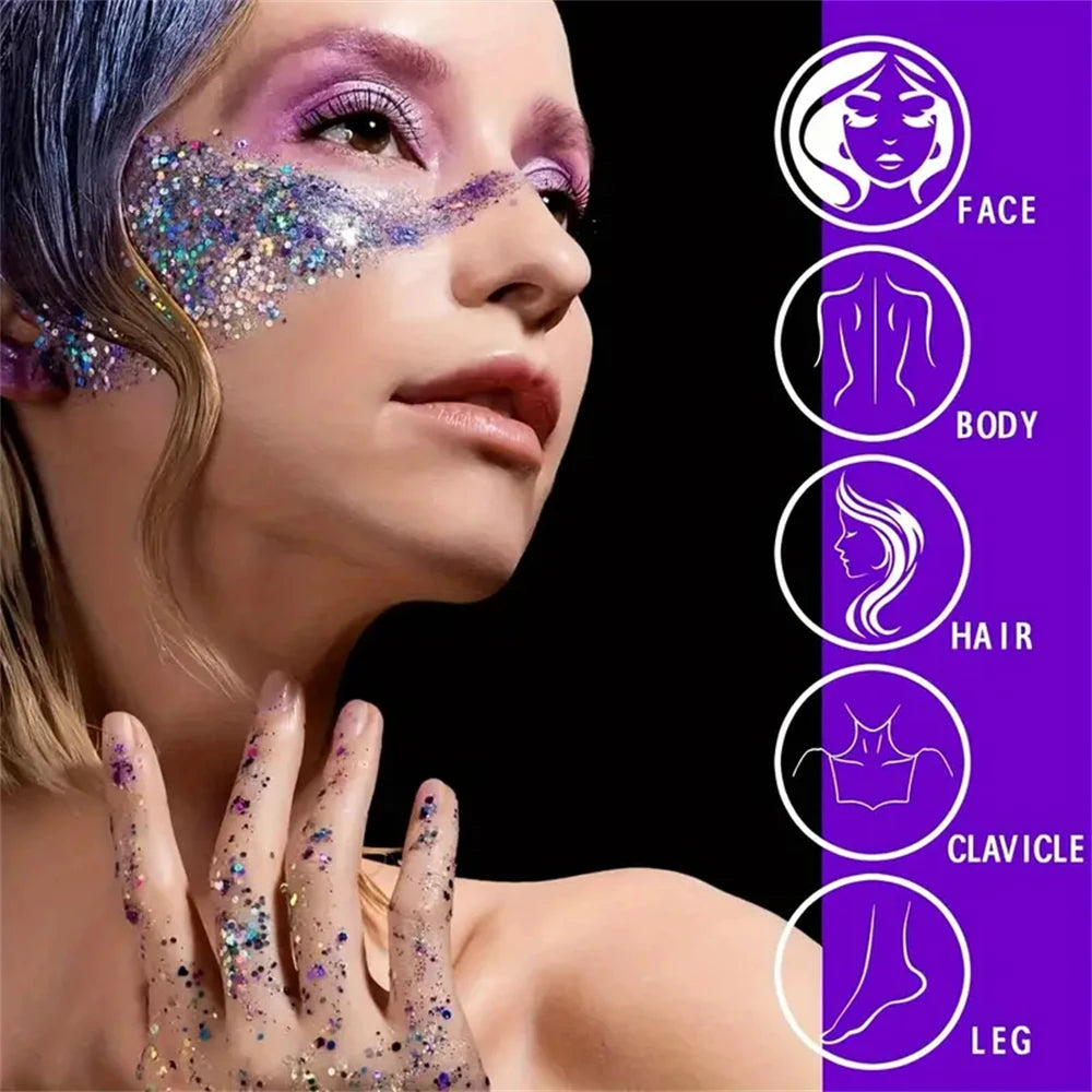 Mermaid Sequin Body Glitter Gel – Festival & Party Shimmer Body Glitter Gel SWANS