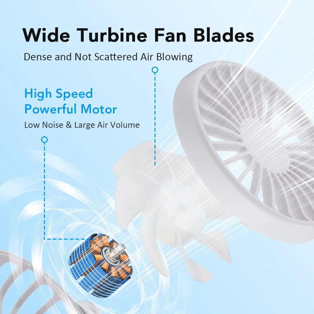 AFDEAL Clip-On Mist Fan USB Rechargeable 4-Speed LED Display Clip-On Mist Fan SWANS