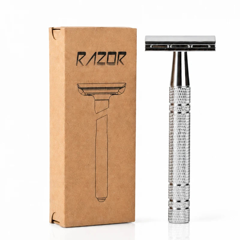 SWANS Rose Gold Double Edge Safety Razor – Knurled Handle Safety Razor SWANS