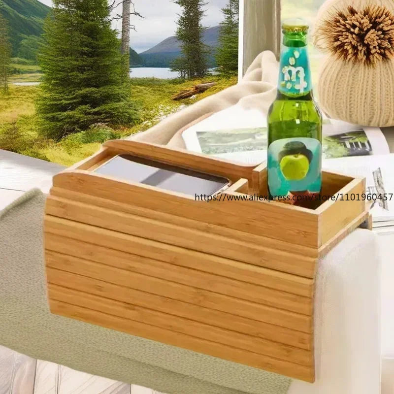 Foldable Bamboo Sofa Armrest Tray & Couch Cup Holder Sofa Armrest Tray SWANS