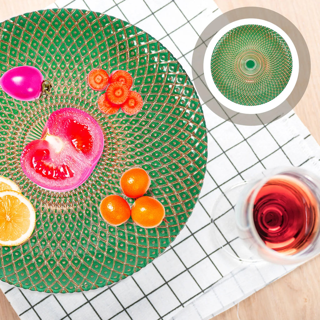 ROSENICE Glass Fruit Plate & Cake Serving Tray | Party Dish Glass Serving Tray SWANS Default Title
