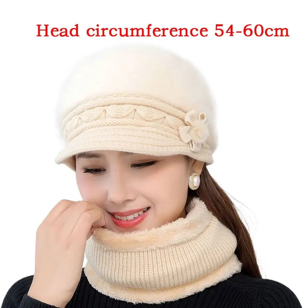 Women's Faux Fur Knit Beanie & Scarf Set – Winter Warm Winter Hat Scarf Set SWANS