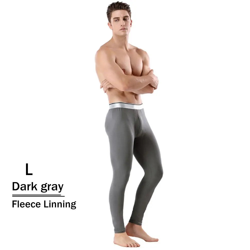 Men's Fleece Lined Thermal Long Johns Winter Base Layer Pants Thermal Long Johns SWANS Dark gray1-L