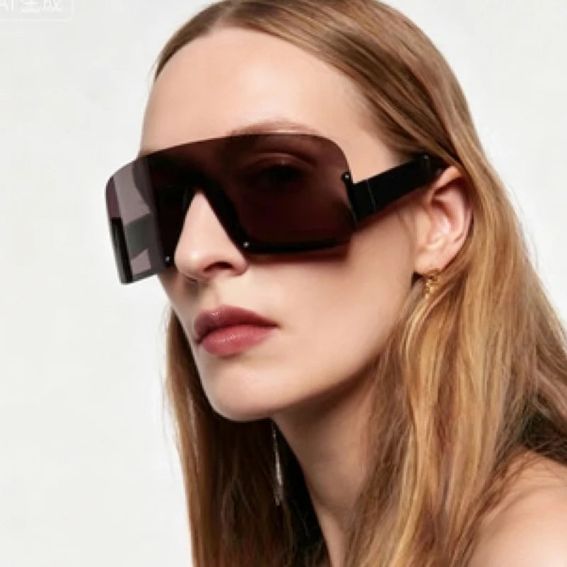 Y2K Rivet Half Frame Sunglasses – Unisex Punk Vintage Goggle Fashion Sunglasses SWANS