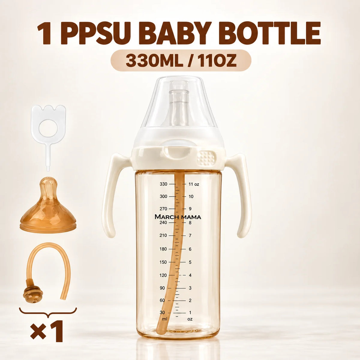 PPSU Baby Feeding Bottle 3-in-1 – BPA-Free Training Bottle Baby Feeding Bottle SWANS 330ml 11oz-white