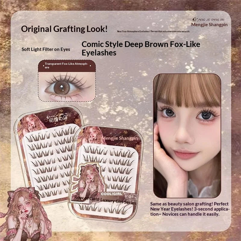 SWANS Dark Brown Fox Eye Cluster Lashes – Glue-Free 9–13mm False Eyelash Clusters SWANS