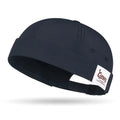 Retro Brimless Docker Cap – Adjustable Breathable Skullcap Docker Cap Hat SWANS Navy Blue