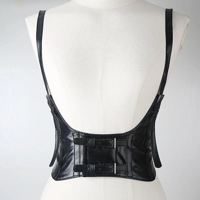 Women's Wide PU Leather Corset Belt – Punk Gothic Waistband Corset Waist Belt SWANS