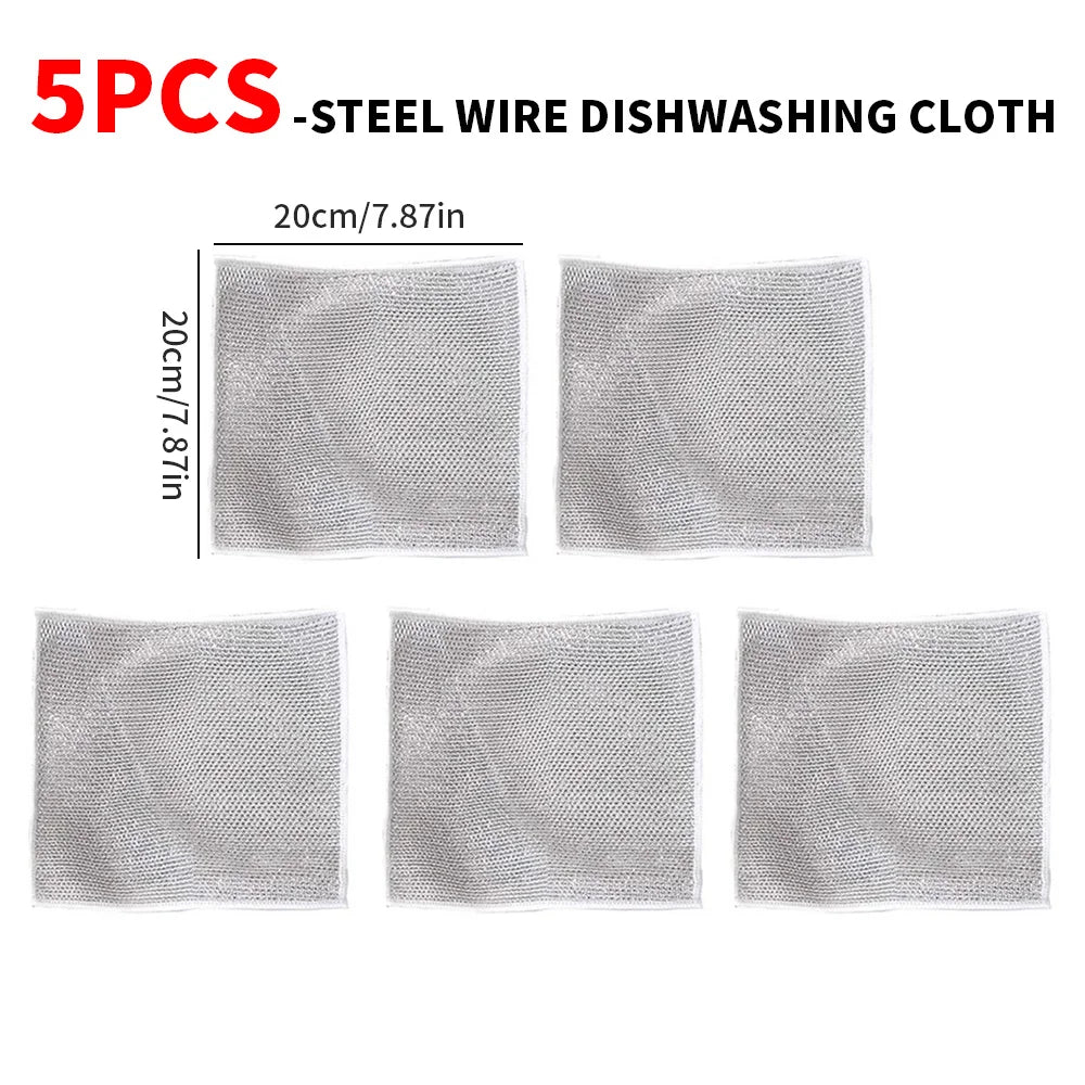 SWANS Steel Wire Dishwashing Cloth – 5/10/30 Pack Scrubber Kitchen Scrubbing Cloth SWANS 5PCS