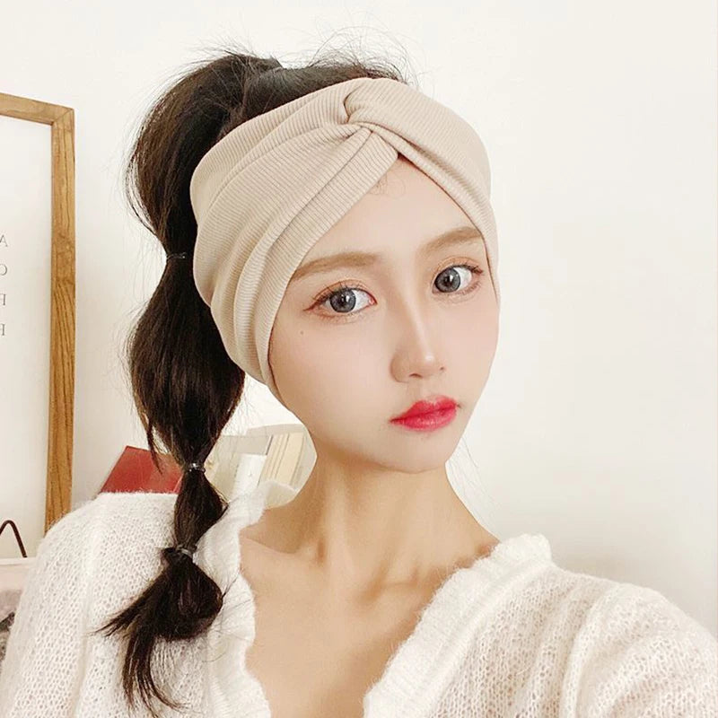 Women's Twist Knitted Wide Headband – Soft Elastic Turban Knitted Headband SWANS