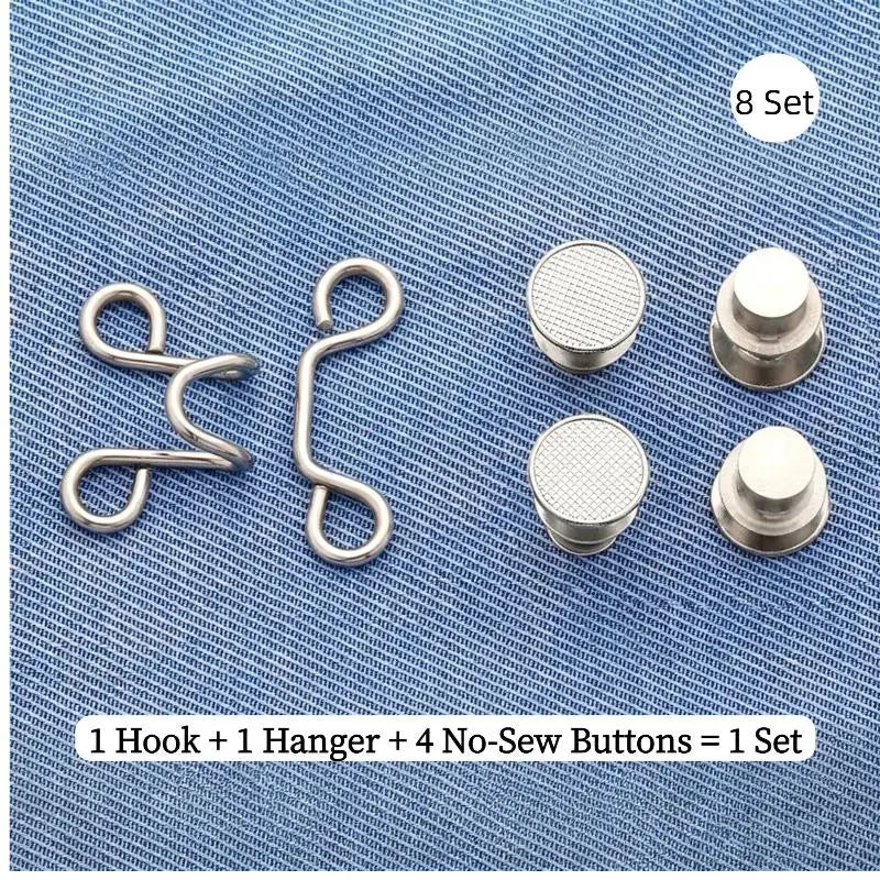 No-Sew Jeans Waist Tightener Button Pins – 2/4/8 Sets Waist Adjuster Pins SWANS 8set