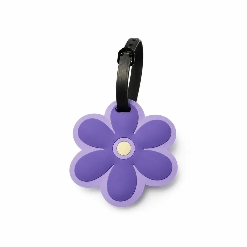 Flower Luggage Tag with Signature Card | Travel Bag ID Tag Luggage Tag SWANS Purple