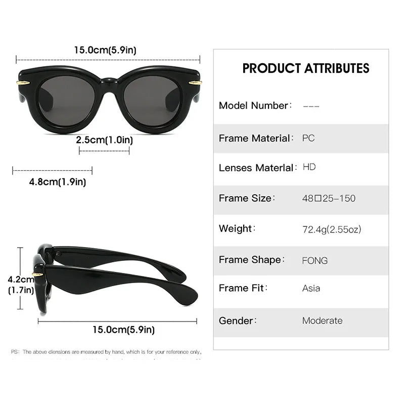 Y2K Bubble Round Sunglasses UV400 Vintage Punk Shades Fashion Sunglasses SWANS