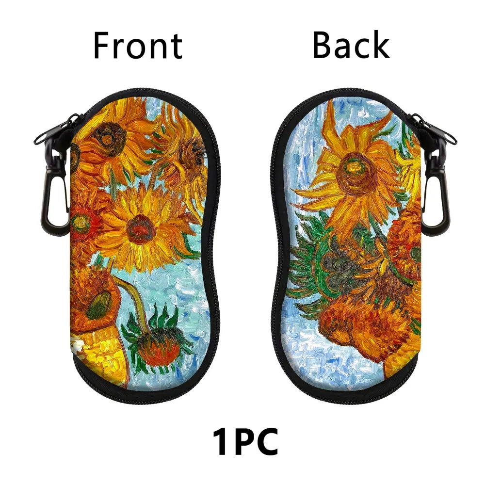 Van Gogh Art Zipper Eyeglass Case – Neoprene Sunglasses Pouch Eyeglass Case SWANS Style 2