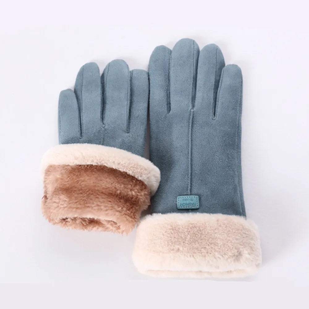 Women's Winter Plush Touchscreen Driving Gloves – Warm Suede Winter Driving Gloves SWANS