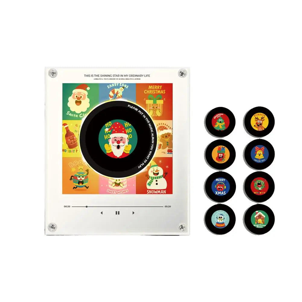 Magnetic Rotating Vinyl Music Box Fridge Magnet – Warm Light Decorative Music Box SWANS E