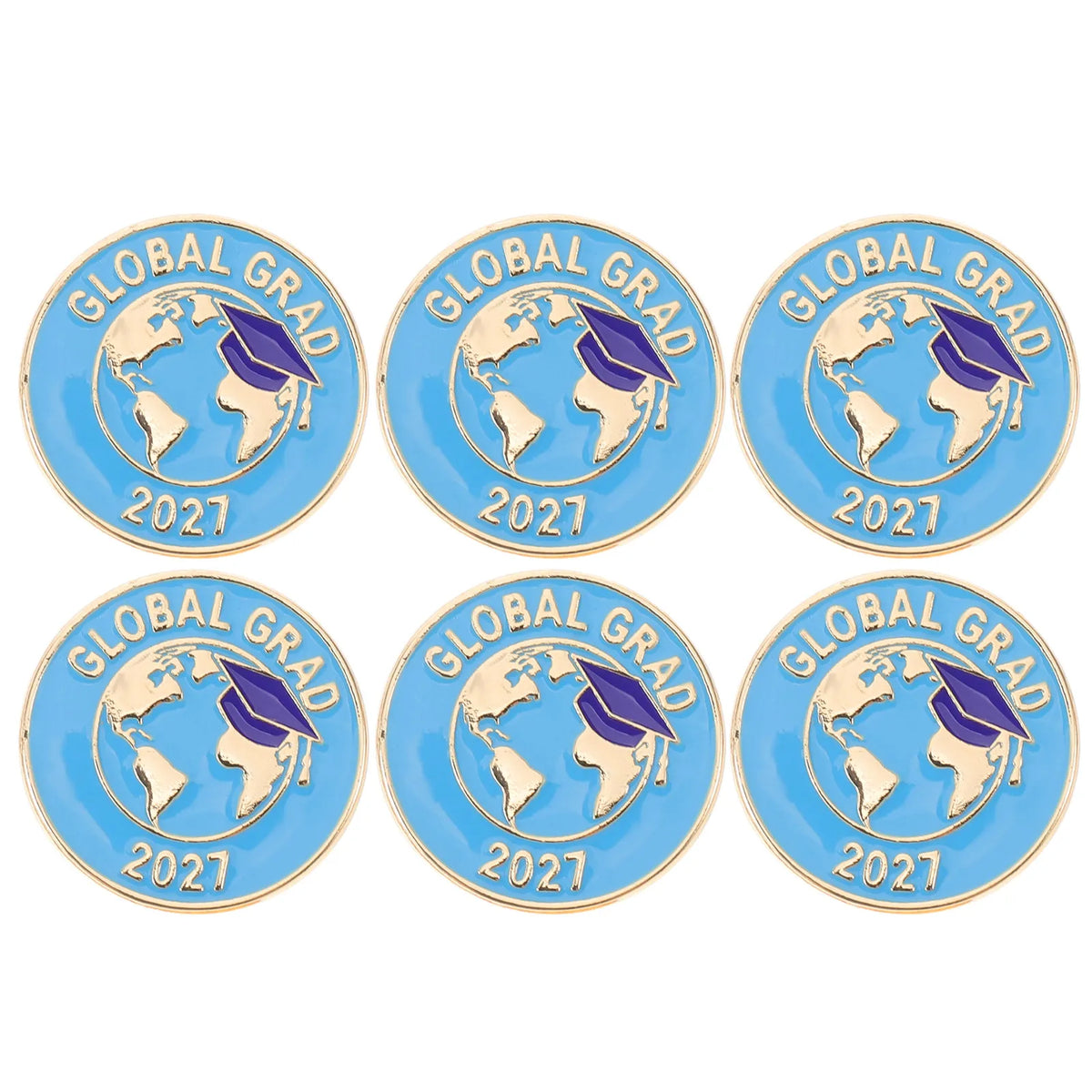 6-Pack Class of 2027 Graduation Lapel Pins – Metal Enamel Badge Graduation Lapel Pins SWANS