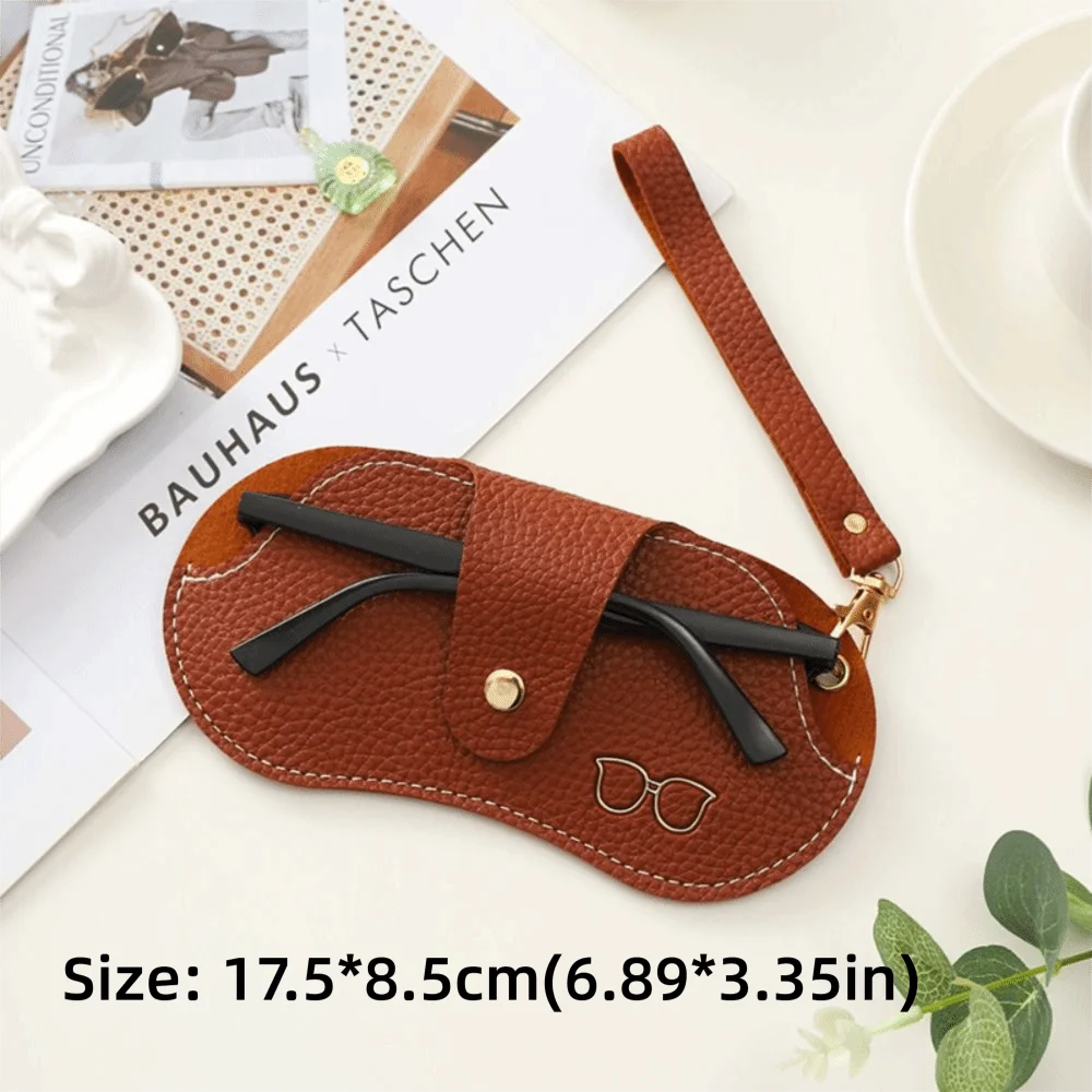 Leather Sunglasses Pouch – Lychee Pattern Case & Wrist Strap Eyewear Case SWANS