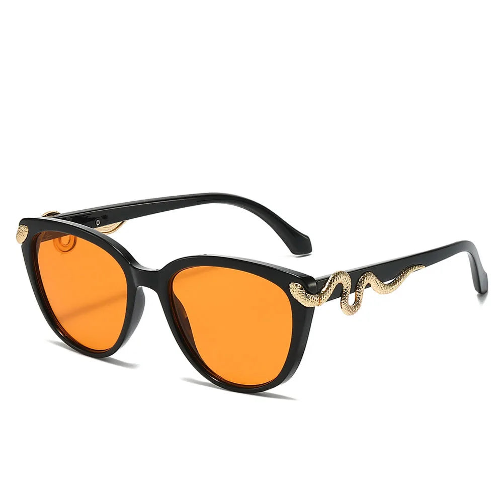 Y2K Cat Eye Sunglasses Gold Snake UV400 Gradient Shades Cat Eye Sunglasses SWANS Black Orange