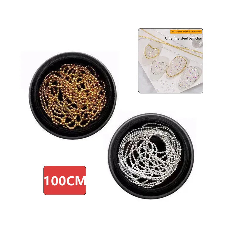 100cm Metal Nail Art Chain – Gold & Silver 3D DIY Decoration Nail Art Chain SWANS