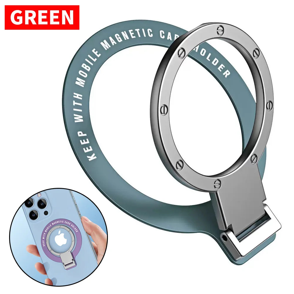 Ultra Thin Magnetic Ring Buckle Phone Holder – Metal Folding Phone Ring Holder SWANS GREEN
