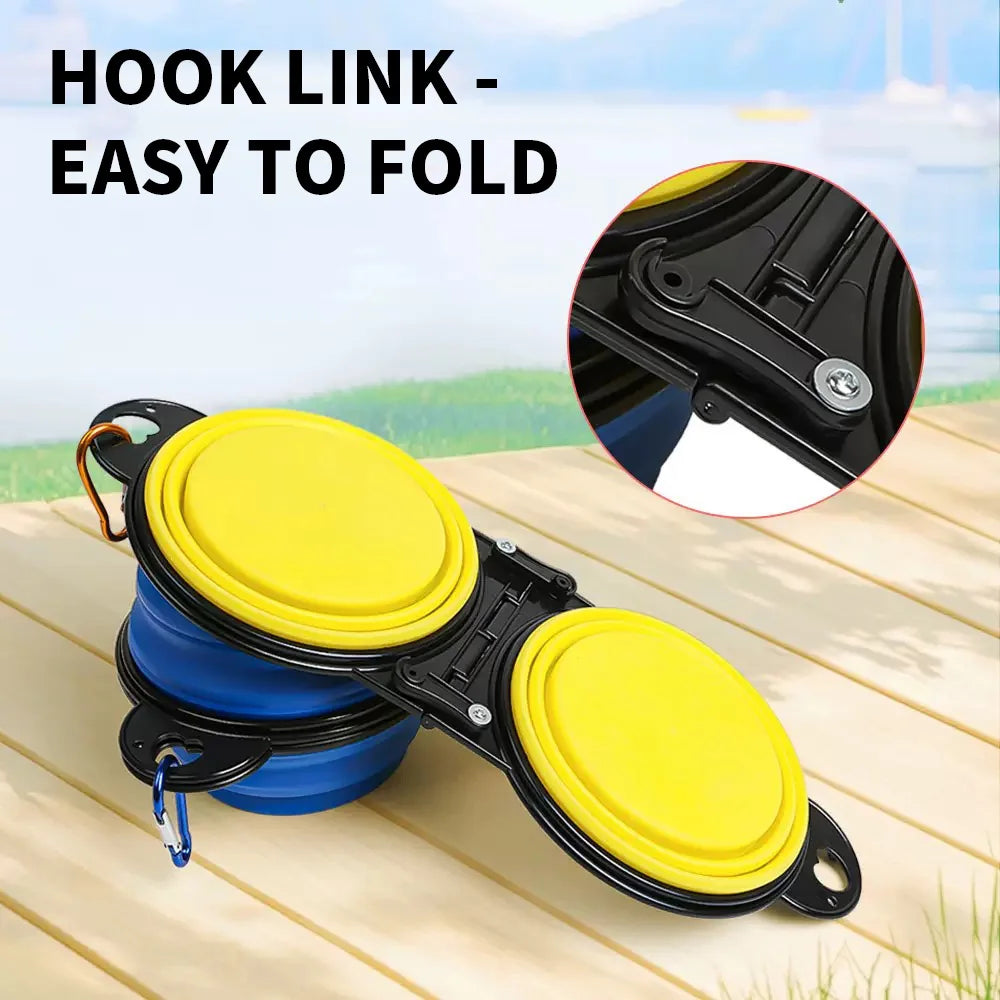 SWANS 2-in-1 Foldable Dual Pet Bowl – Portable Travel Feeder Foldable Pet Bowl SWANS