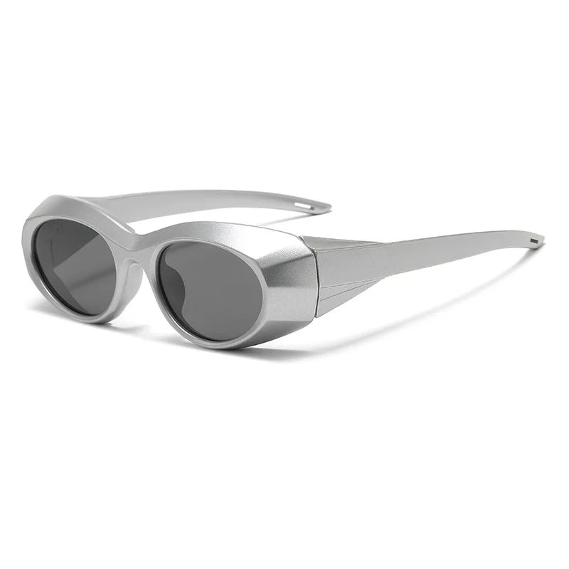 Y2K Steampunk Sunglasses UV400 Unisex Sport Goggle Shades Fashion Sunglasses SWANS Silver Black
