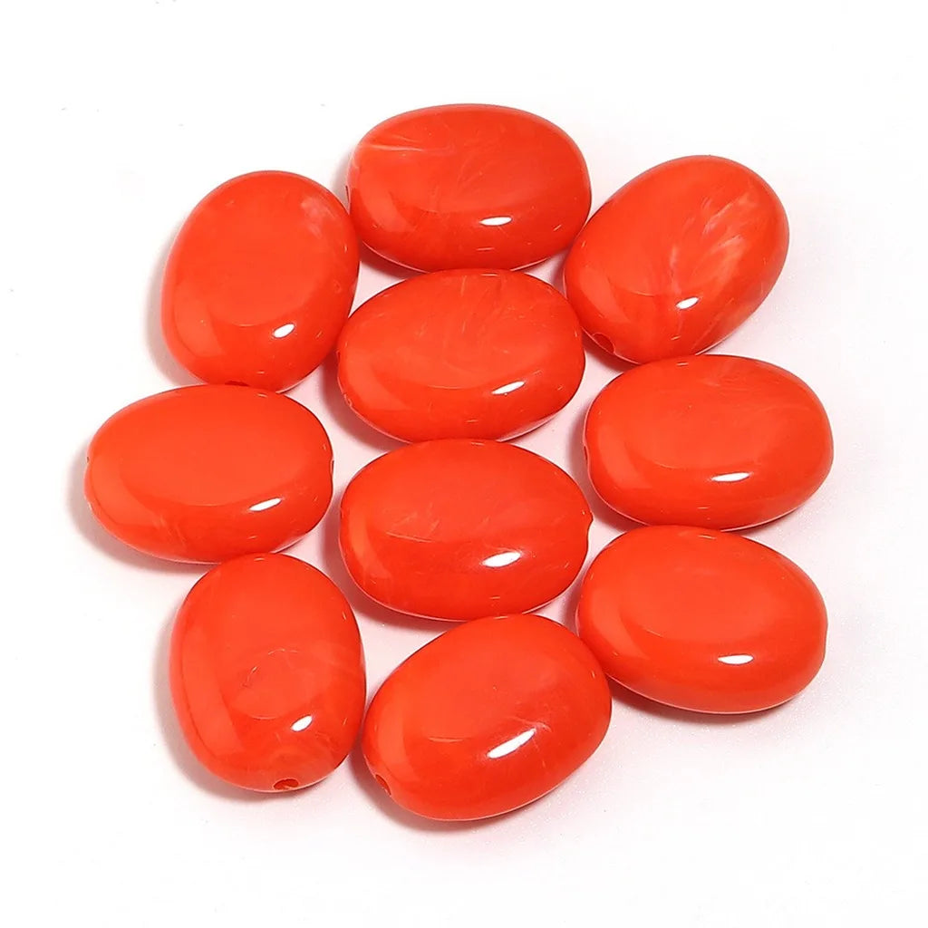 Acrylic Imitation Jade Flat Oval Beads – 20pc DIY Jewelry Pack DIY Jewelry Beads SWANS Orange