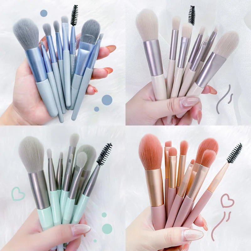SWANS 8-Piece Soft Makeup Brush Set – Portable Beauty Kit Makeup Brush Set SWANS