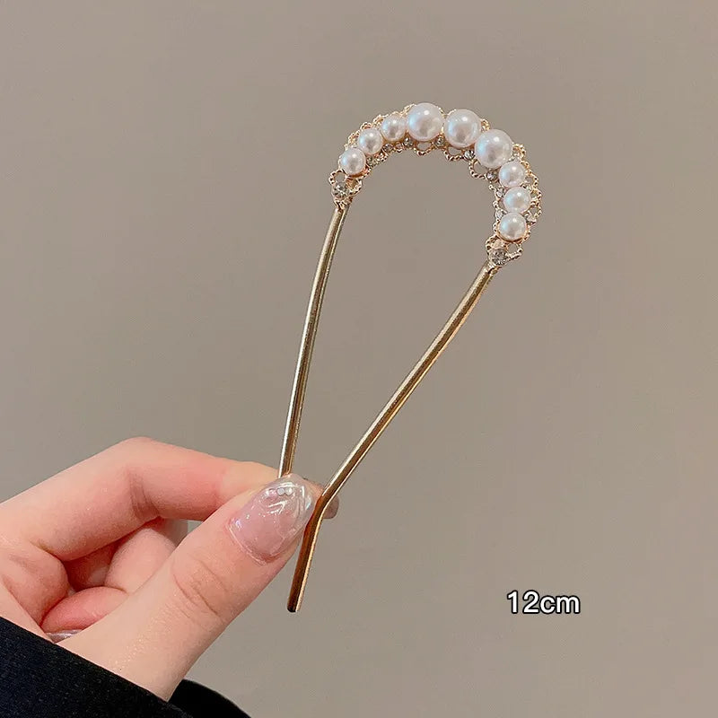 U-Shaped Floral Hair Comb Pin – Ancient Style Headpiece Hair Comb Pin SWANS Style M