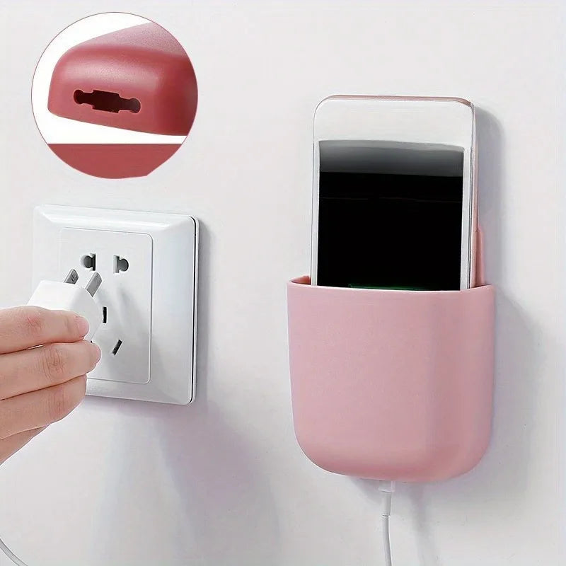 Wall-Mounted Adhesive Remote Control Storage Box Organizer Wall Storage Box SWANS Pink 1pc