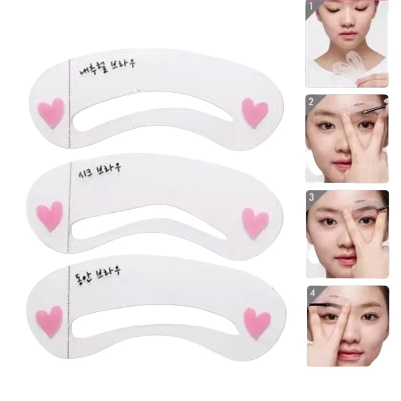 Eyebrow Trimmer Scissor & 6-Piece 3D Brow Shaper Template Kit Eyebrow Grooming Kit SWANS