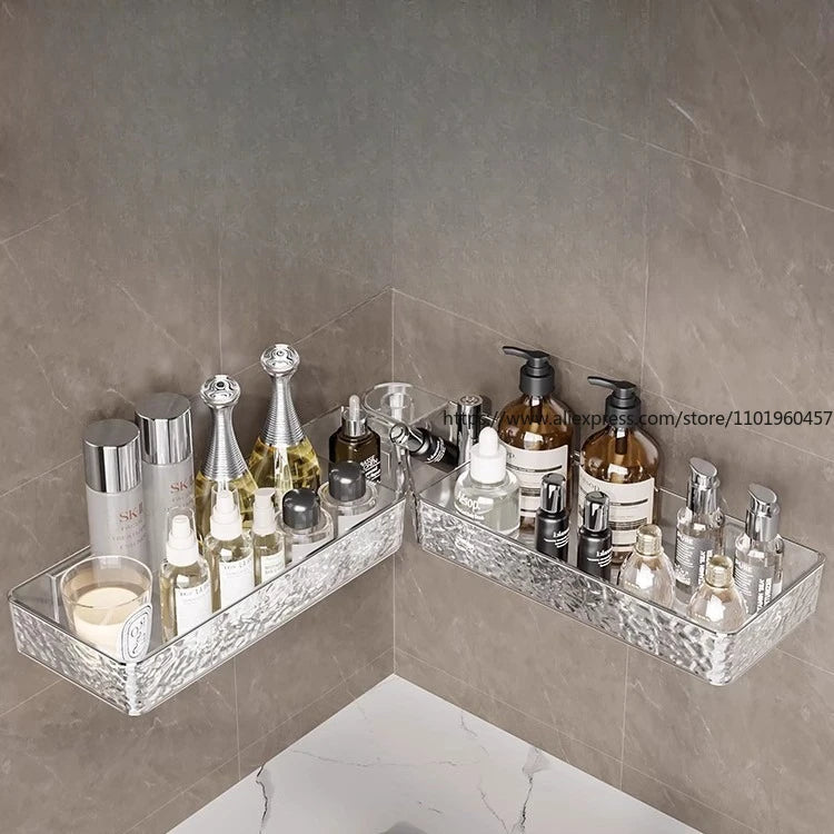 Punch-Free Corner Bathroom Shelf – Wall-Mounted Organizer Bathroom Corner Shelf SWANS
