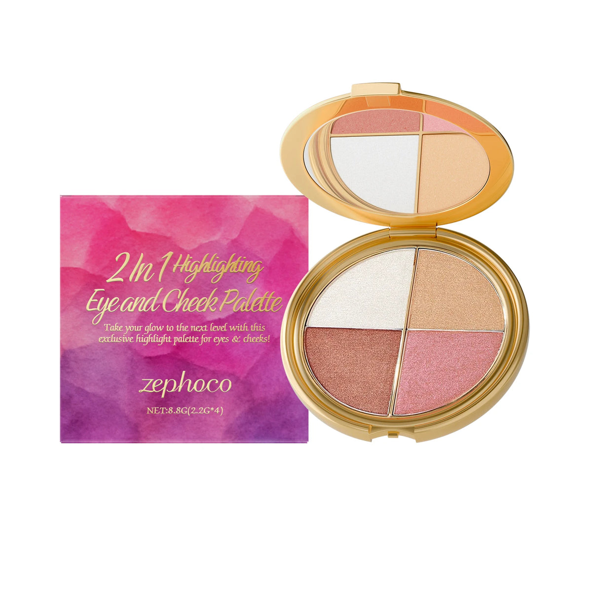 SWANS Highlighter, Eyeshadow & Blush Palette – Radiant Glow Makeup Palette SWANS 1pc