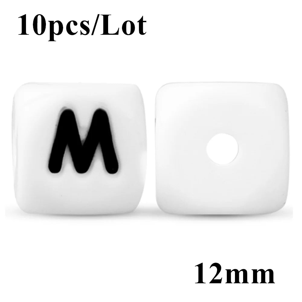 12mm Silicone Letter Beads – DIY Alphabet Jewelry Making Beads Alphabet Craft Beads SWANS M
