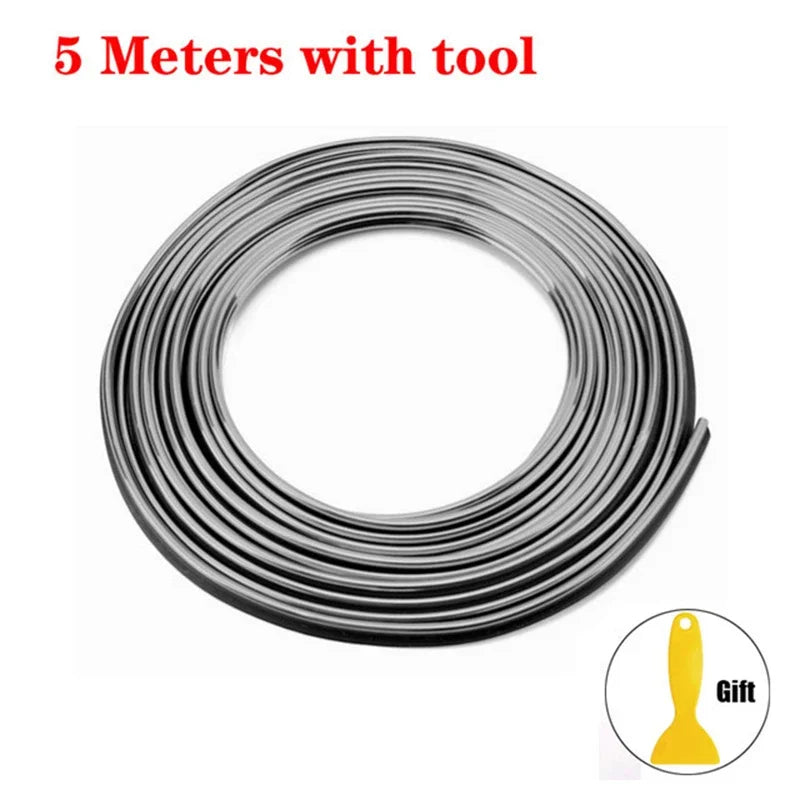 kkjoy 5M Flexible Metal Car Interior Trim Moulding Strip Car Interior Trim SWANS Silver