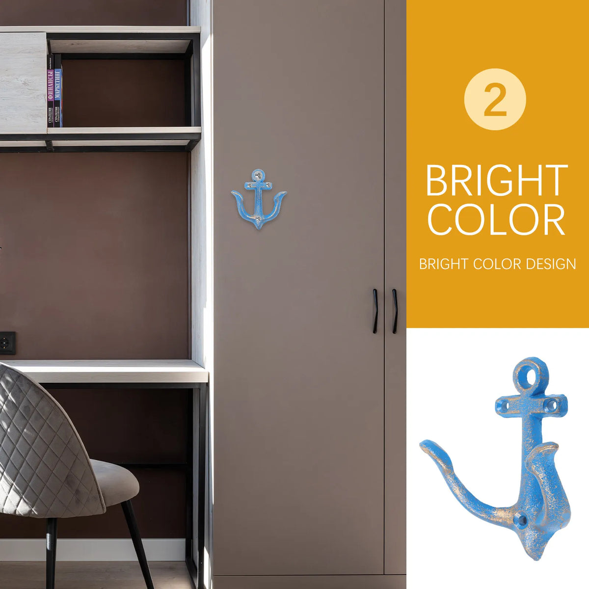 Sky-Blue Iron Anchor Wall Pendant | Vintage Nautical Decor Wall Pendant Decor SWANS