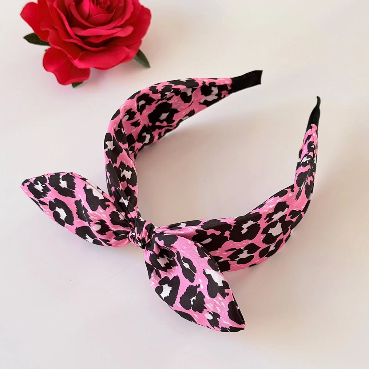 Women's Fuchsia Pink Bow Headband – Leopard, Rose & Polka Dots Bow Hair Headband SWANS B
