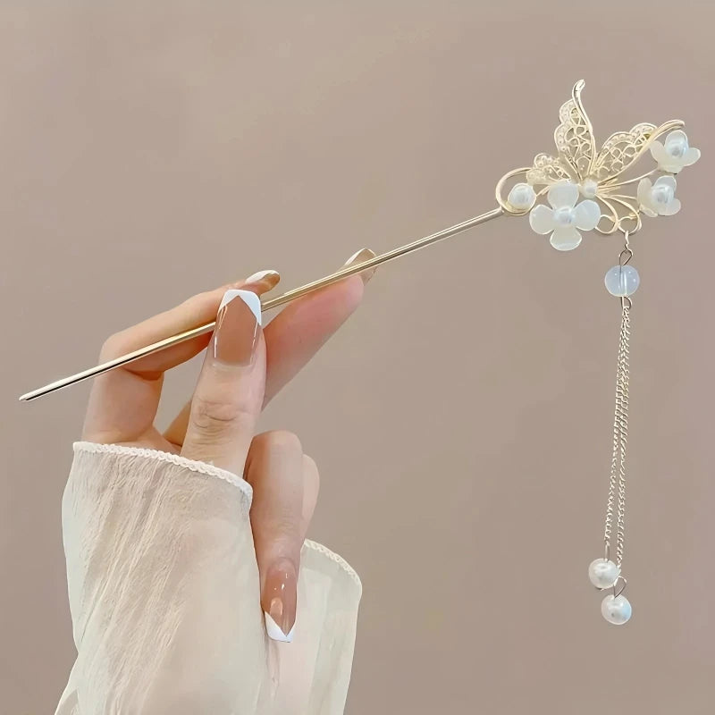 Chinese Tassel Hair Stick & Floral Hairpin for Women | Elegant Hair Stick Hairpin SWANS