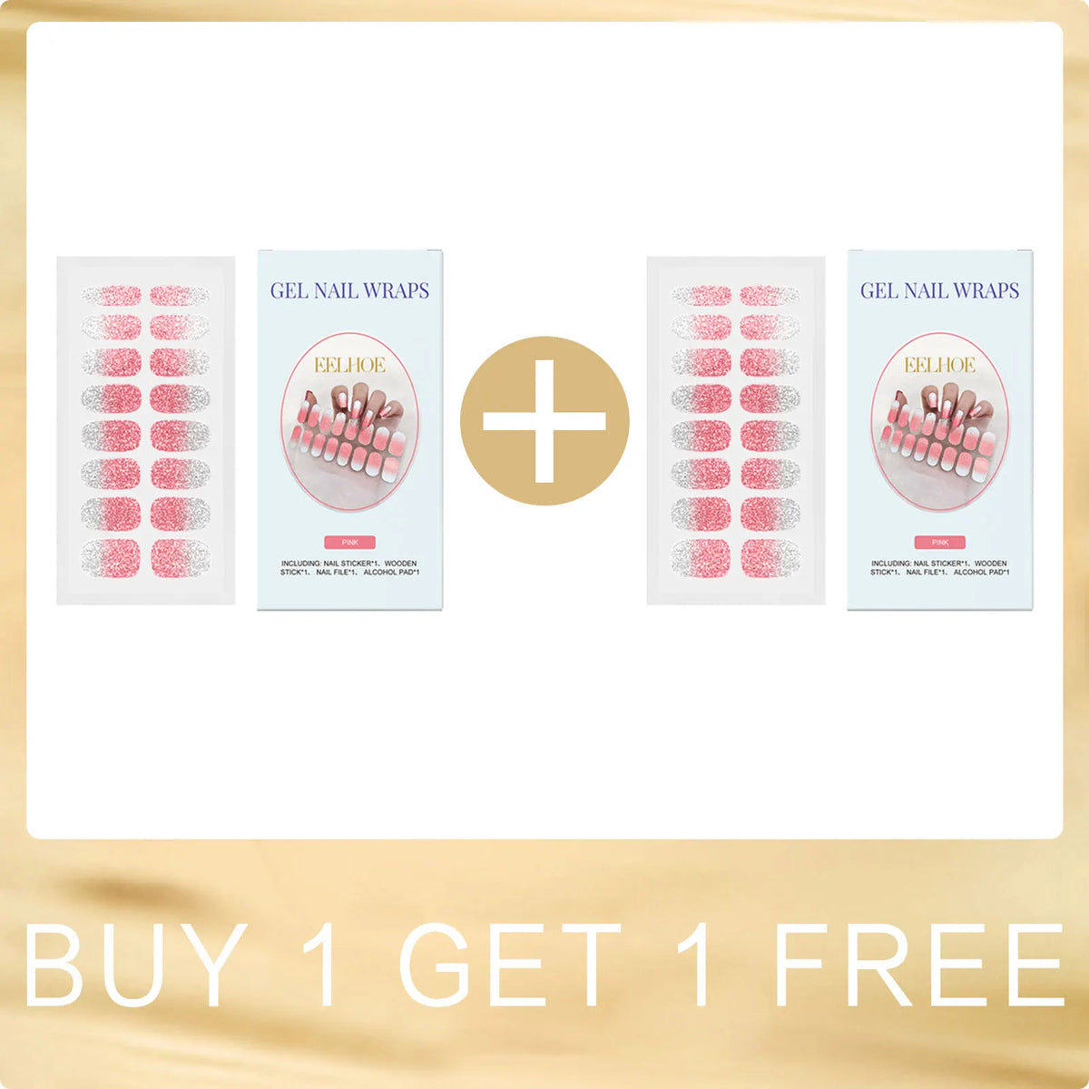 EELHOE Semi-Cured Gel Nail Stickers – Jelly Shine Gradient Gel Nail Stickers SWANS 2 Flash Pink