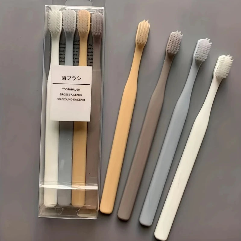 SWANS Macaron Soft Bristle Toothbrush Set – 4-Pack Adult Manual Toothbrush SWANS