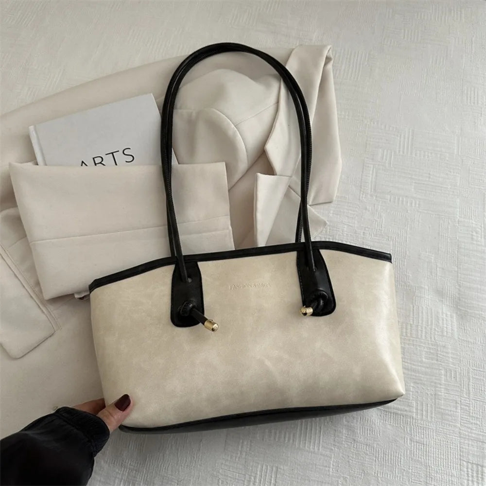 Y2K Large Capacity PU Leather Shoulder Bag for Women Women's Shoulder Bag SWANS White 1
