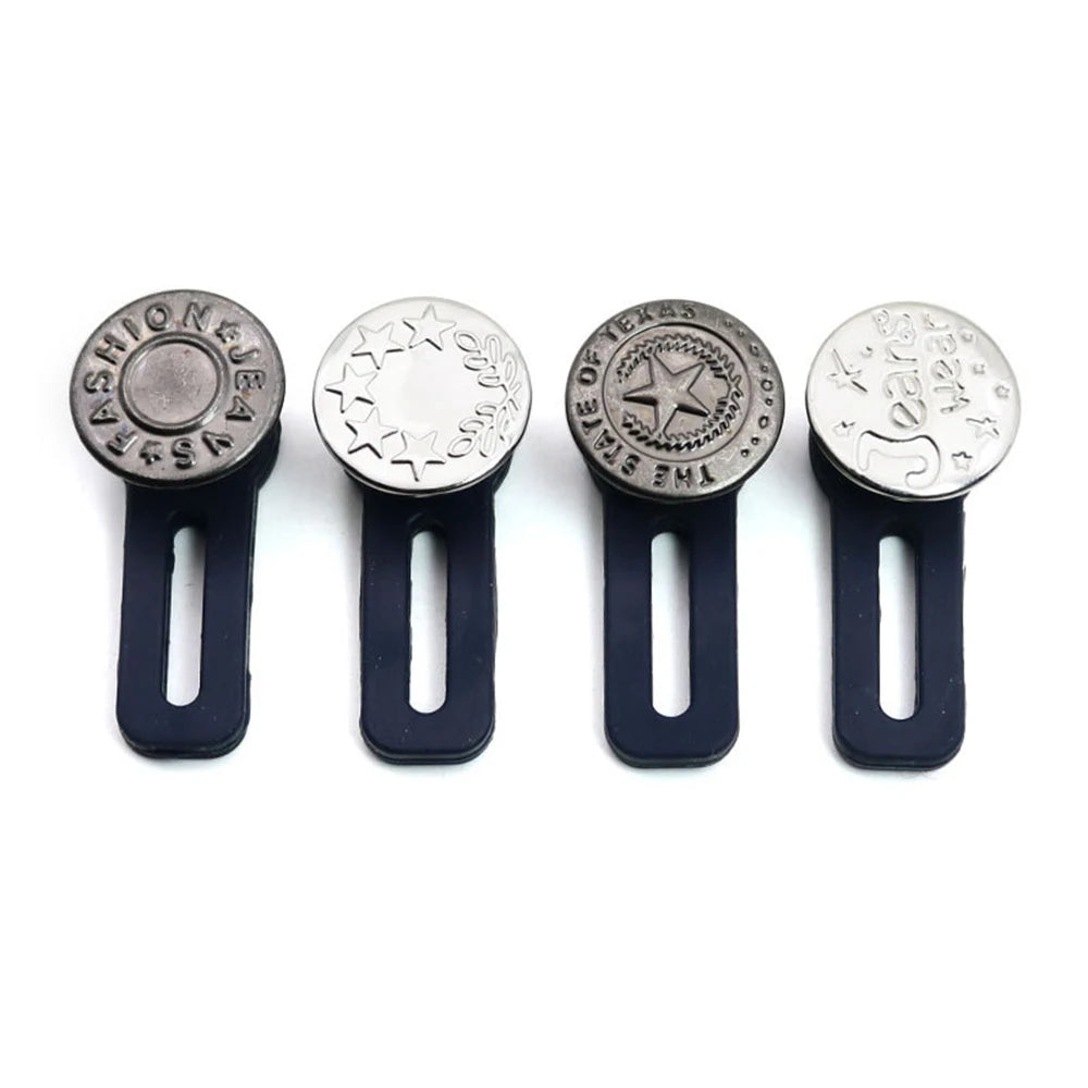 No-Sew Waistband Button Extenders – Metal & Silicone Jeans Fit Waistband Button Extender SWANS A
