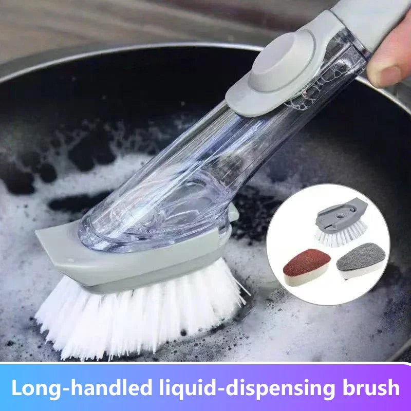 SWANS 2-in-1 Kitchen Brush with Built-In Soap Dispenser Kitchen Cleaning Brush SWANS