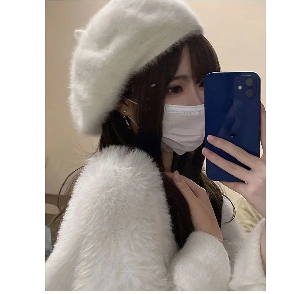 Thicken Plush Beret Hat – Unisex Warm Winter Beanie Cap Winter Beret Hat SWANS
